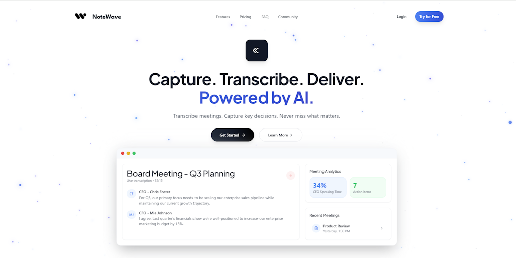 NoteWave:AI驱动的会议效率革命,重塑协作新范式