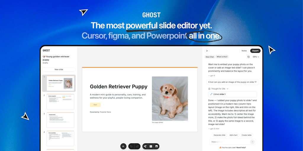 Ghost AI:重塑演示文稿创作,Figma式易用性驱动AI原生编辑