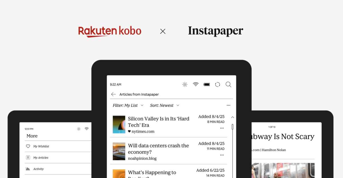 Kobo 电子阅读器整合 Instapaper,强化“稍后阅读”核心体验